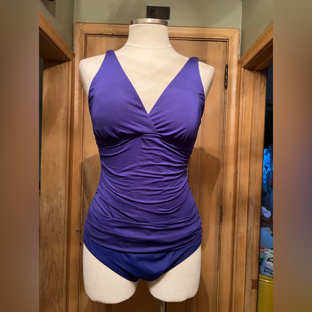 Retro swim suit blue purple